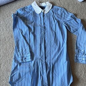 Ralph Lauren Light Blue Pinstripe Shirt with White Collar